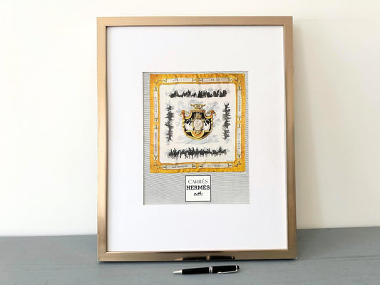 Original 1950s French Vintage Hermes Ad Poster, Luxury Mid-Century Fashion Scarf Carre Wall Decor Print