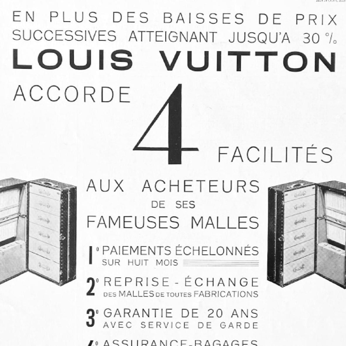 Authentic 1930s Vintage Louis Vuitton Advertisement Wall Art Poster - Original Page from French Magazine