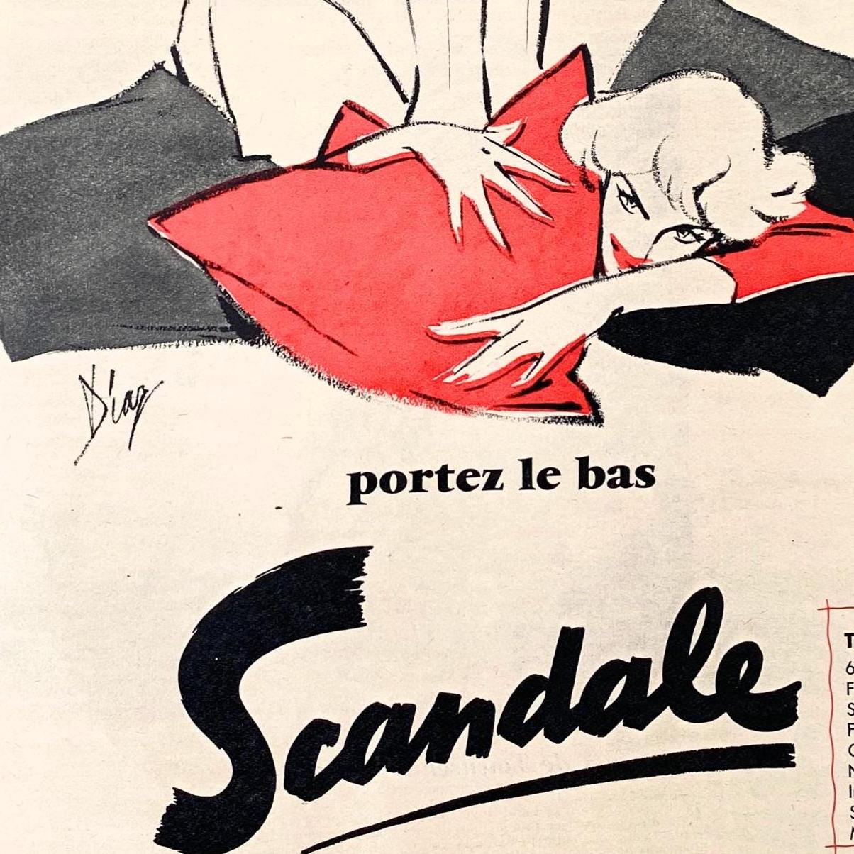 Authentic 1950s Vintage Woman Scandale Lingerie Advertisement Print