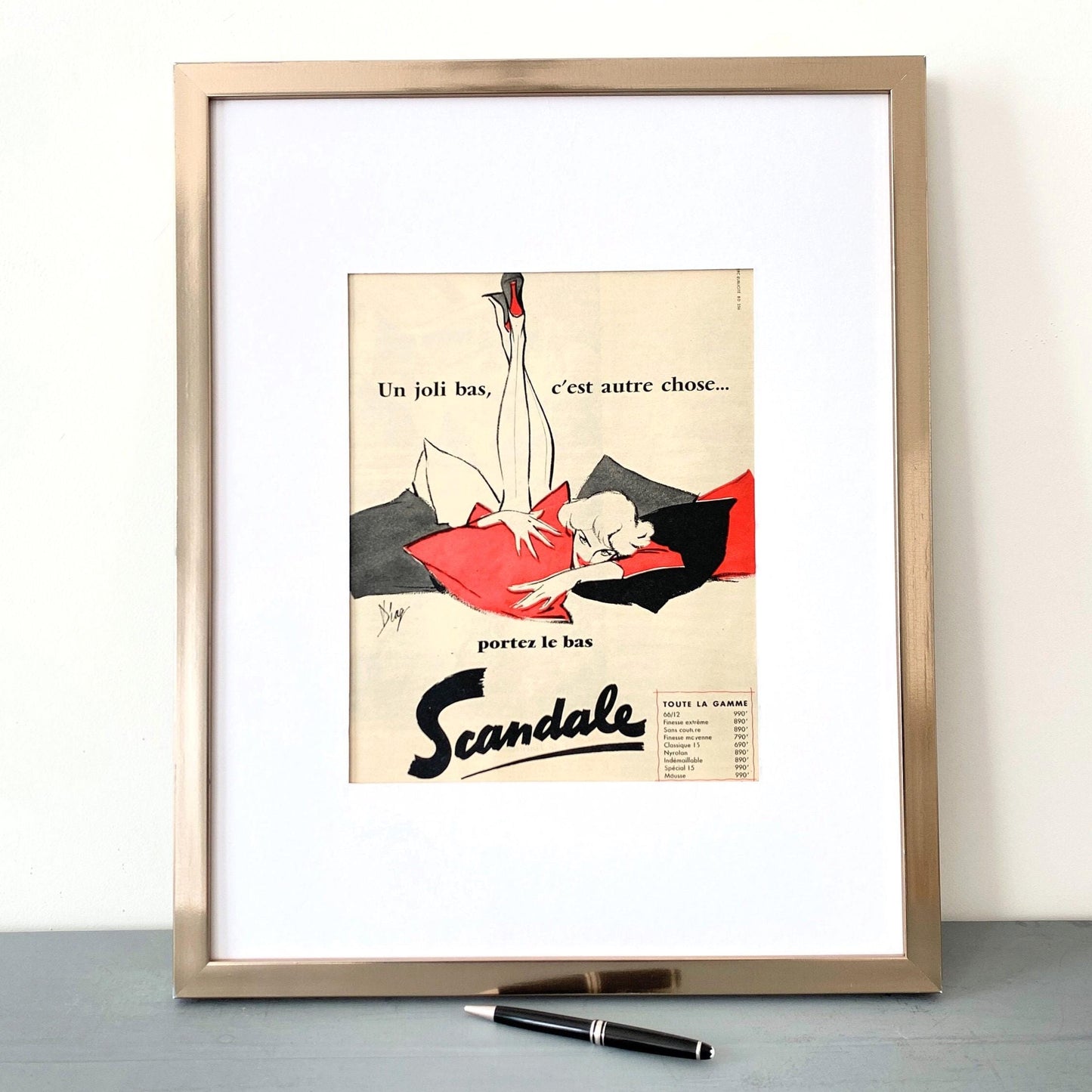Authentic 1950s Vintage Woman Scandale Lingerie Advertisement Print