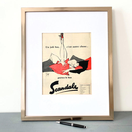 Authentic 1950s Vintage Woman Scandale Lingerie Advertisement Print