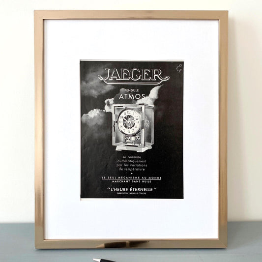 Authentic 1930s Vintage Luxury High Horology Jaeger Swiss Clock Advertisement Print