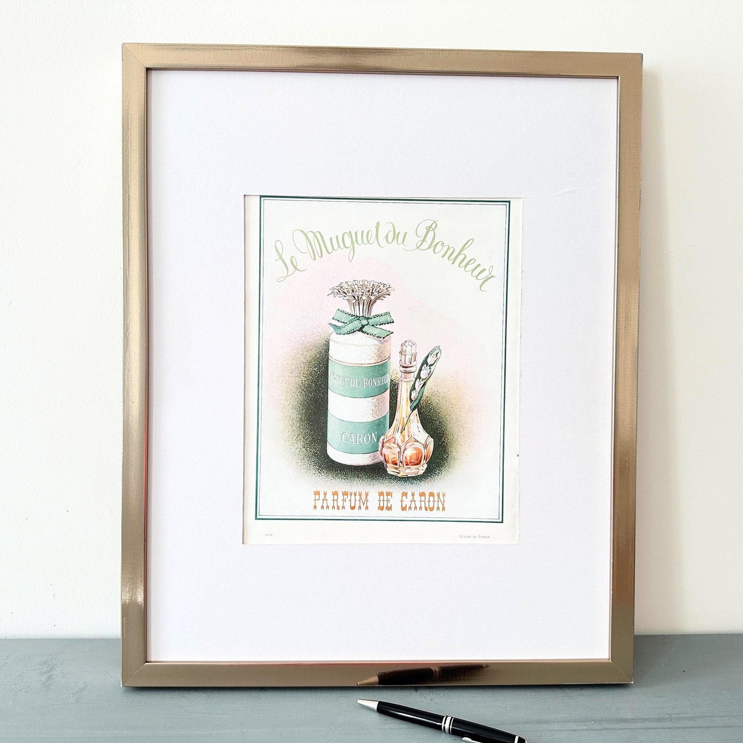 Authentic 1950s Vintage Caron Perfume Advertisement Poster from Original Vogue Magazine