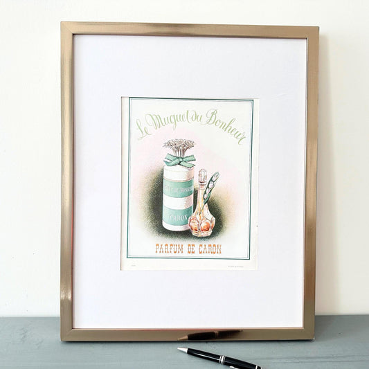 Authentic 1950s Vintage Caron Perfume Advertisement Poster from Original Vogue Magazine