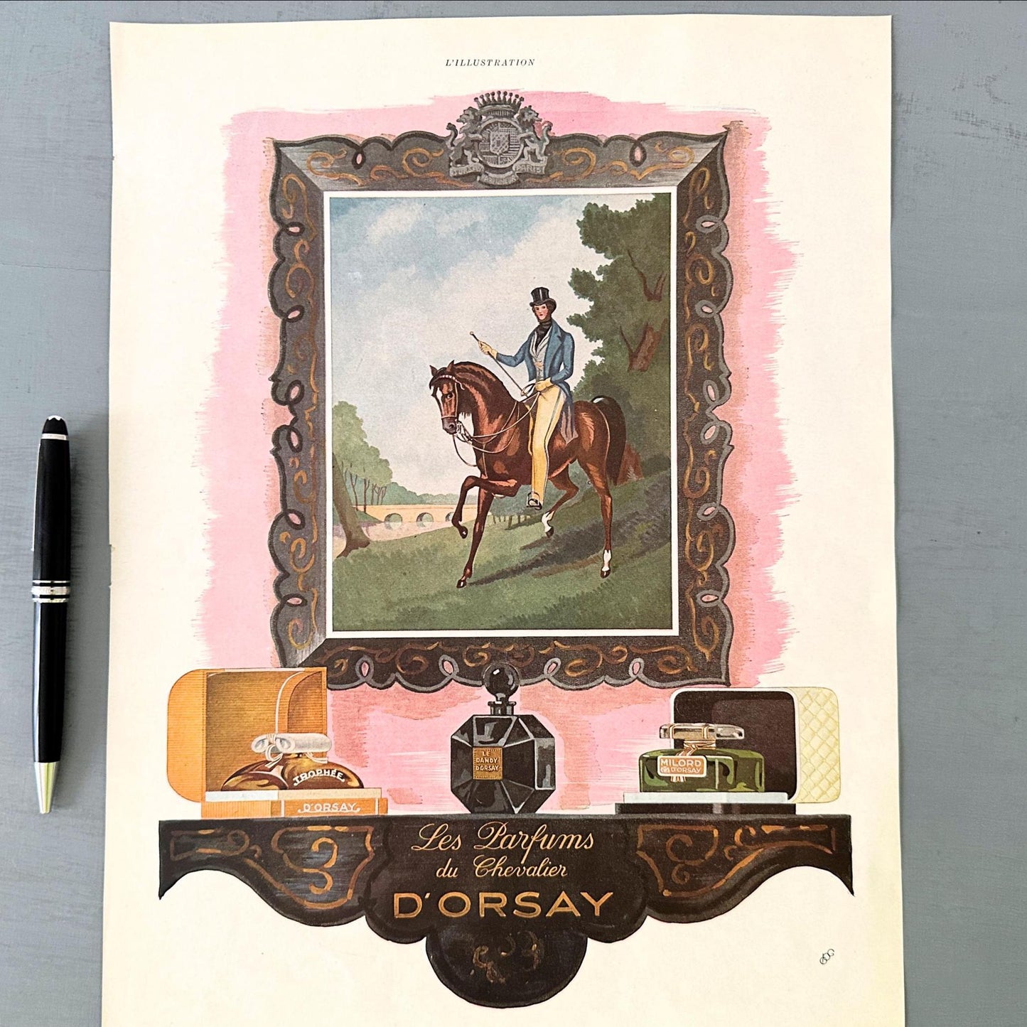Original 1930s Vintage French Perfume D'Orsay Ad Print: Belle Epoque Wall Art Poster