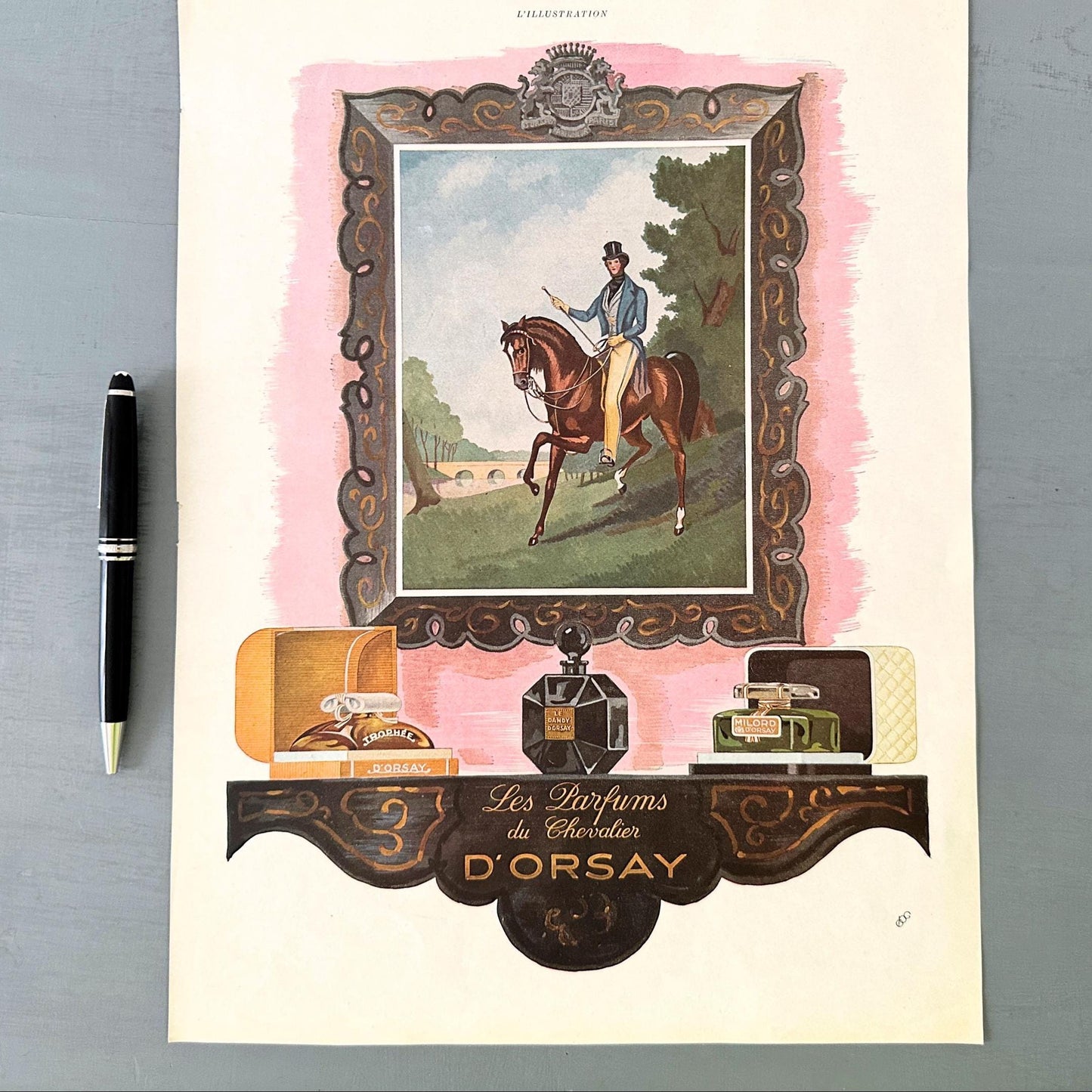 Original 1930s Vintage French Perfume D'Orsay Ad Print: Belle Epoque Wall Art Poster
