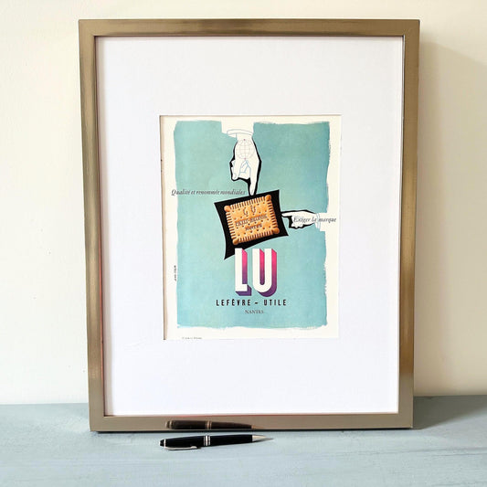 Authentic 1950s Vintage LU Biscuits Advertisement Print: French Mid-Century Kitchen Decor