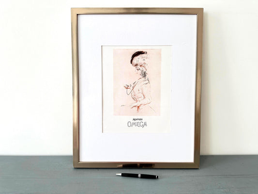 Authentic 1950s Vintage Omega Watch Ad Poster, Art Nouveau — Belle Epoque Wall Art Print
