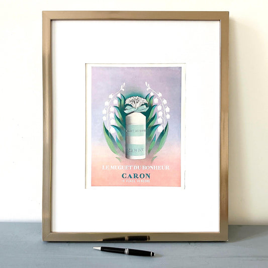 Rare Authentic 1950s Vintage French Lily Of The Valley Perfume Advertisement Print from French Magazine