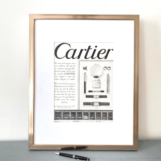 Original 1930s Vintage Cartier Watches Jewellery Ad Poster: French Art Deco Wall Art Print