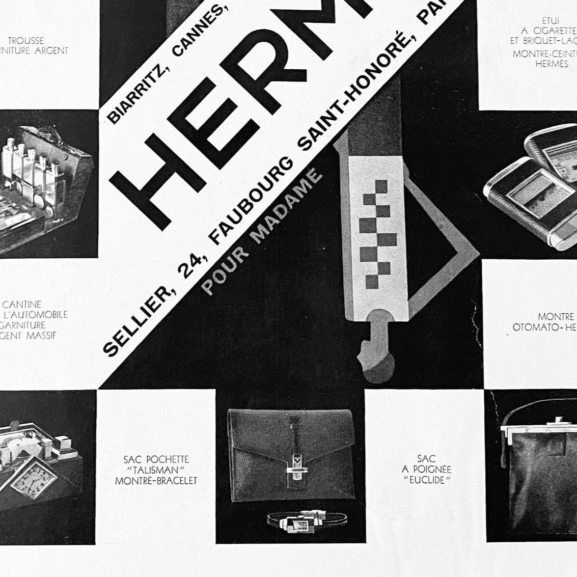 Rare Authentic 1930s Vintage Hermes Advertisement Print from Original French Magazine