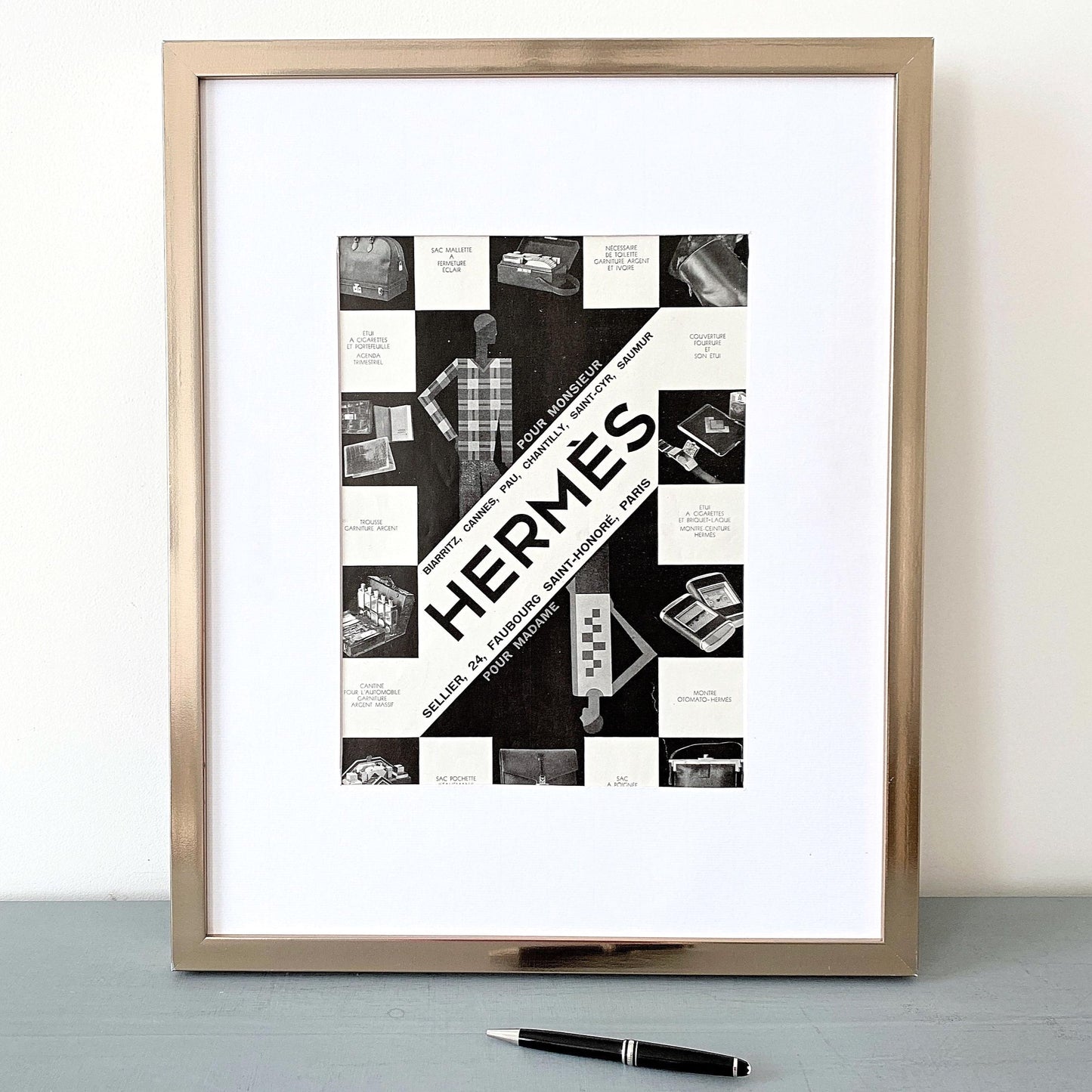 Rare Authentic 1930s Vintage Hermes Advertisement Print from Original French Magazine