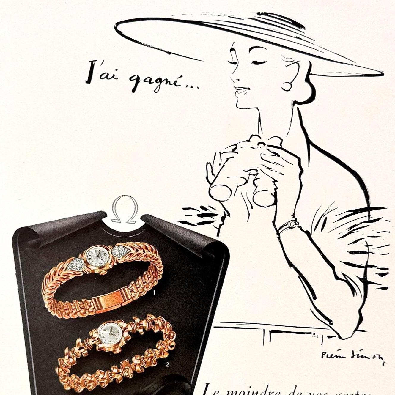 Rare Authentic 1950s Vintage Swiss Watch Omega Advertising Print