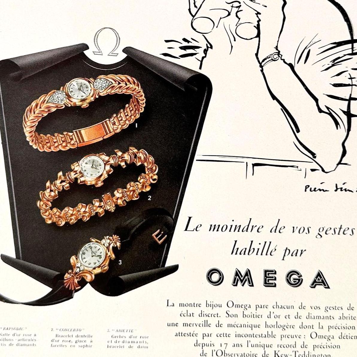 Rare Authentic 1950s Vintage Swiss Watch Omega Advertising Print