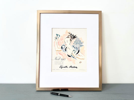 Original 1940s Vintage Elizabeth Arden Perfume Ad Print: Vogue Magazine, Mid-Century Glam Decor