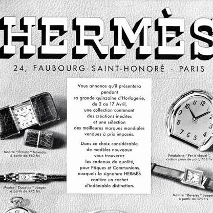 Authentic 1930s Vintage Hermes Watch Advertisement Poster: Original French Fashion Print