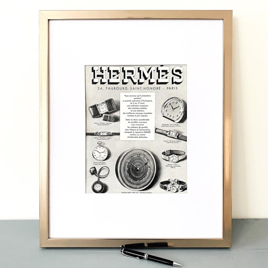 Authentic 1930s Vintage Hermes Watch Advertisement Poster: Original French Fashion Print