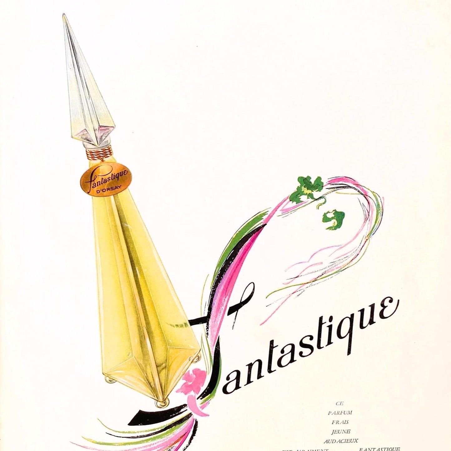 Vintage Perfume Ad Print: D'Orsay Bottle, Art Nouveau Paris Art