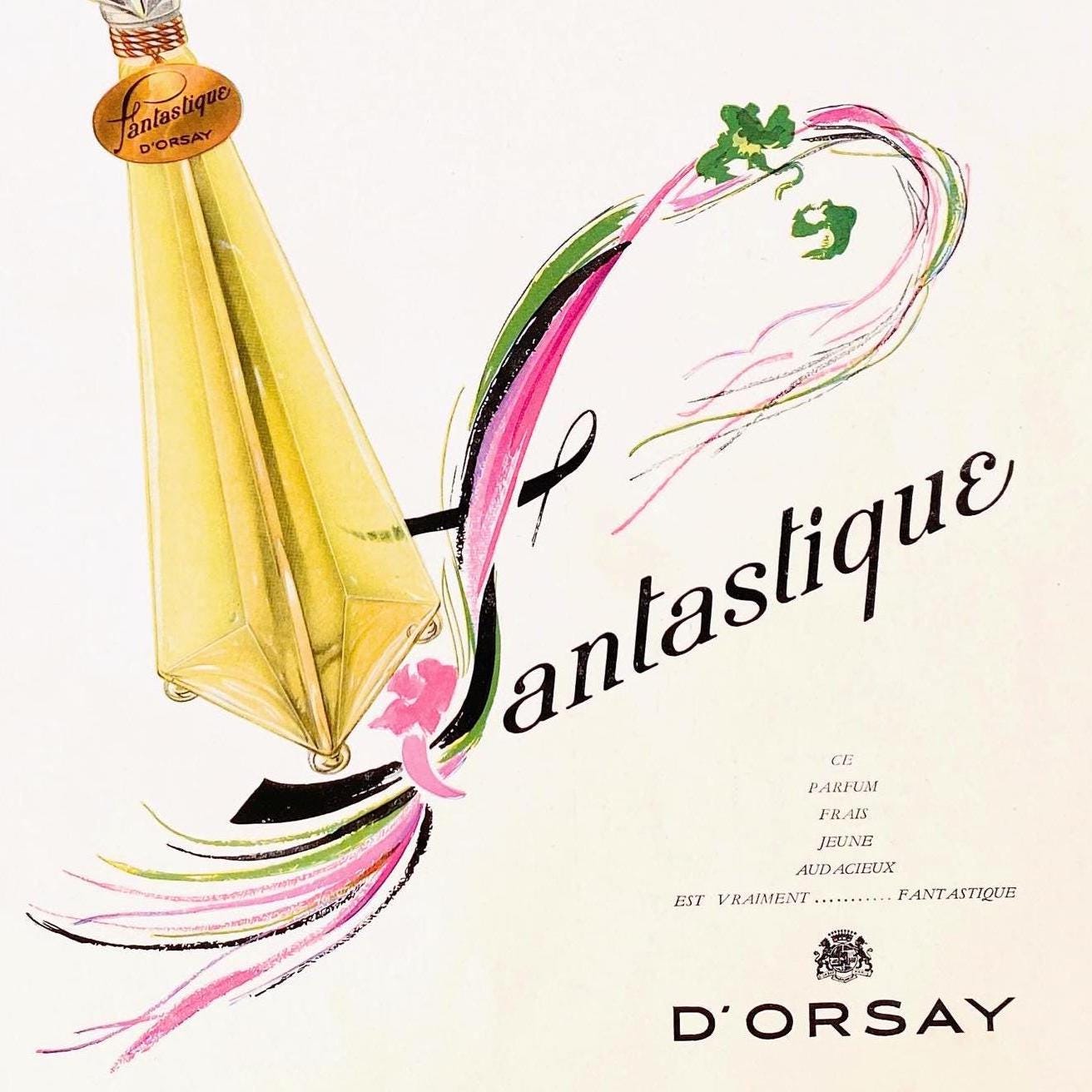 Vintage Perfume Ad Print: D'Orsay Bottle, Art Nouveau Paris Art