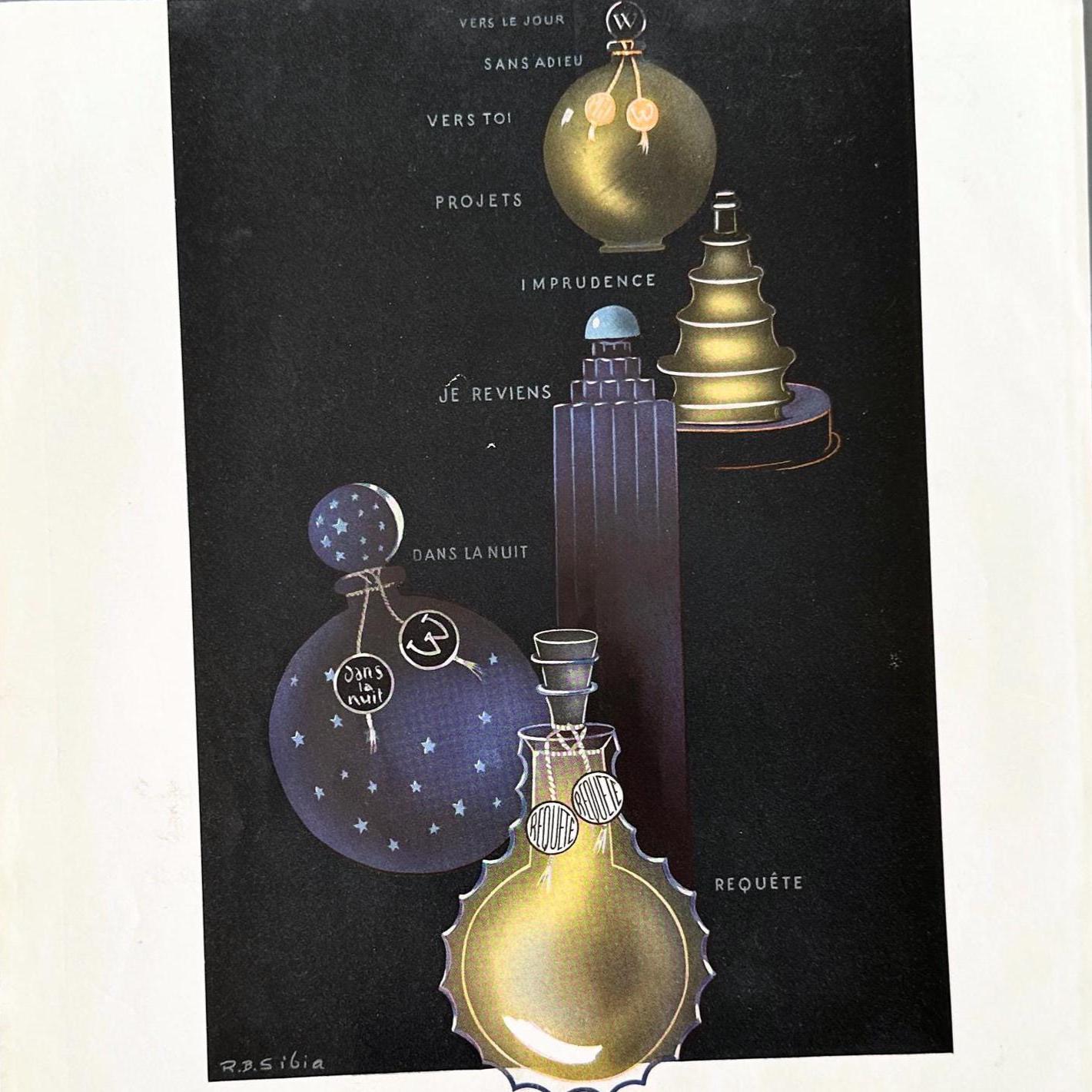 French Vintage Worth Perfume Ad Poster: Mid-Century Modern Wall Art
