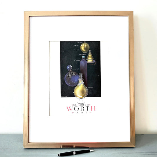 French Vintage Worth Perfume Ad Poster: Mid-Century Modern Wall Art