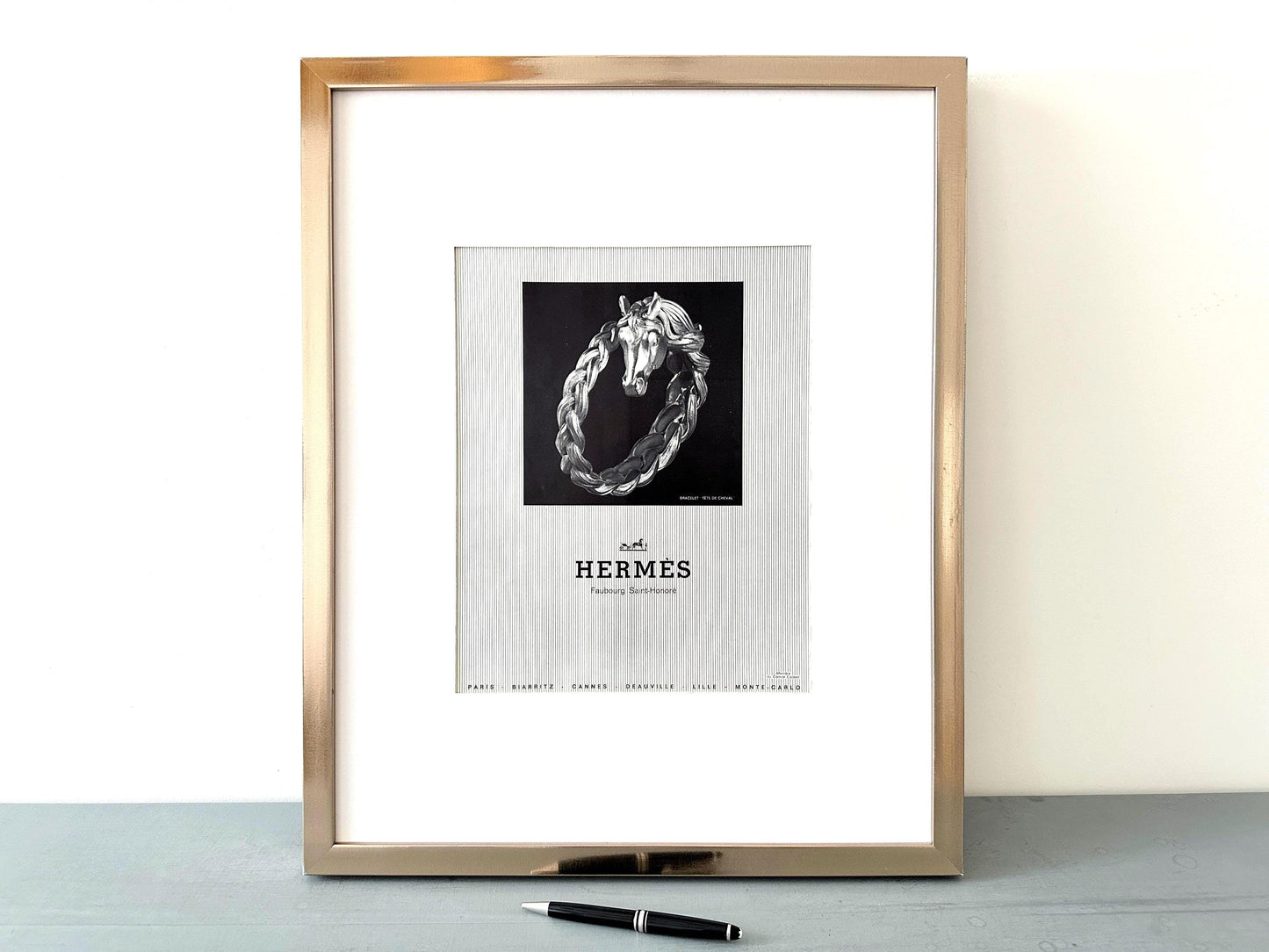 Authentic 1960s Vintage Hermes Ad Print, Original Paris Fashion Wall Poster