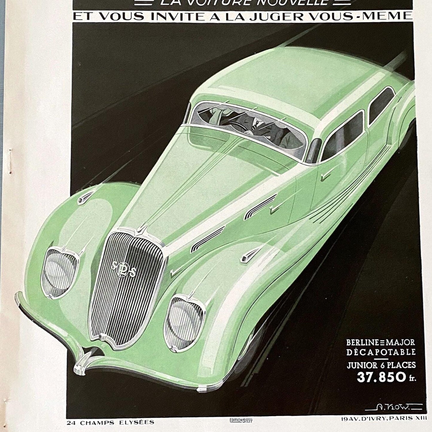 Rare Vintage Panhard Car Advertisement Poster, Rare Racing Automobile Garage Wall Art