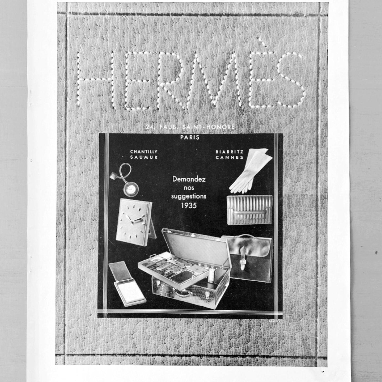 Authentic 1930s French Vintage Hermes Advertisement Print, French Fashion Travel Suitcase Wall Art Poster