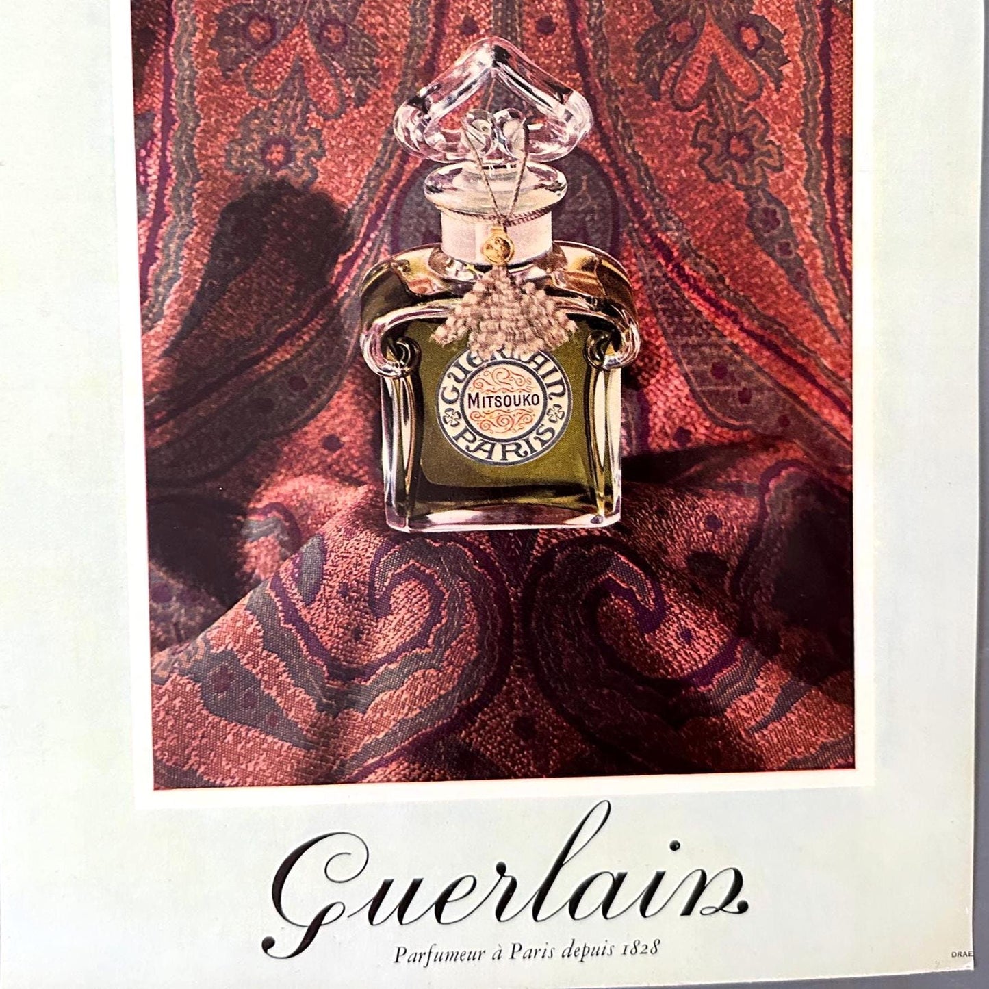 Authentic Vintage Guerlain Perfume Ad Print - Original Page from French Magazine