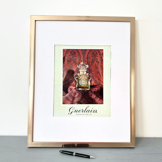 Authentic Vintage Guerlain Perfume Ad Print - Original Page from French Magazine