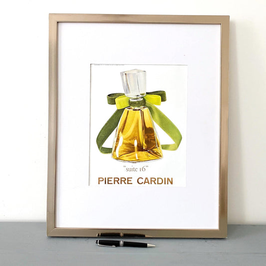 1950s Vintage Pierre Cardin Perfume Bottle Ad Print from Vogue Magazine: Glamour Wall Decor