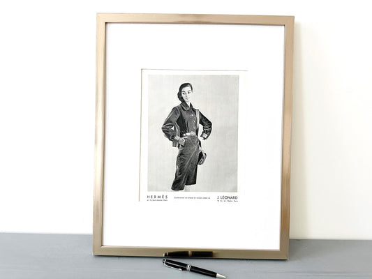 Authentic 1950s Vintage Hermes Advertisement Wall Decor Print: Original French Fashion Photo Poster