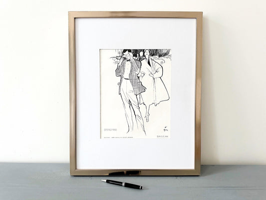 Original 1950s Vintage Balenciaga Fashion Illustration Poster by Rene Gruau: Mid-Century Modern Glam Decor