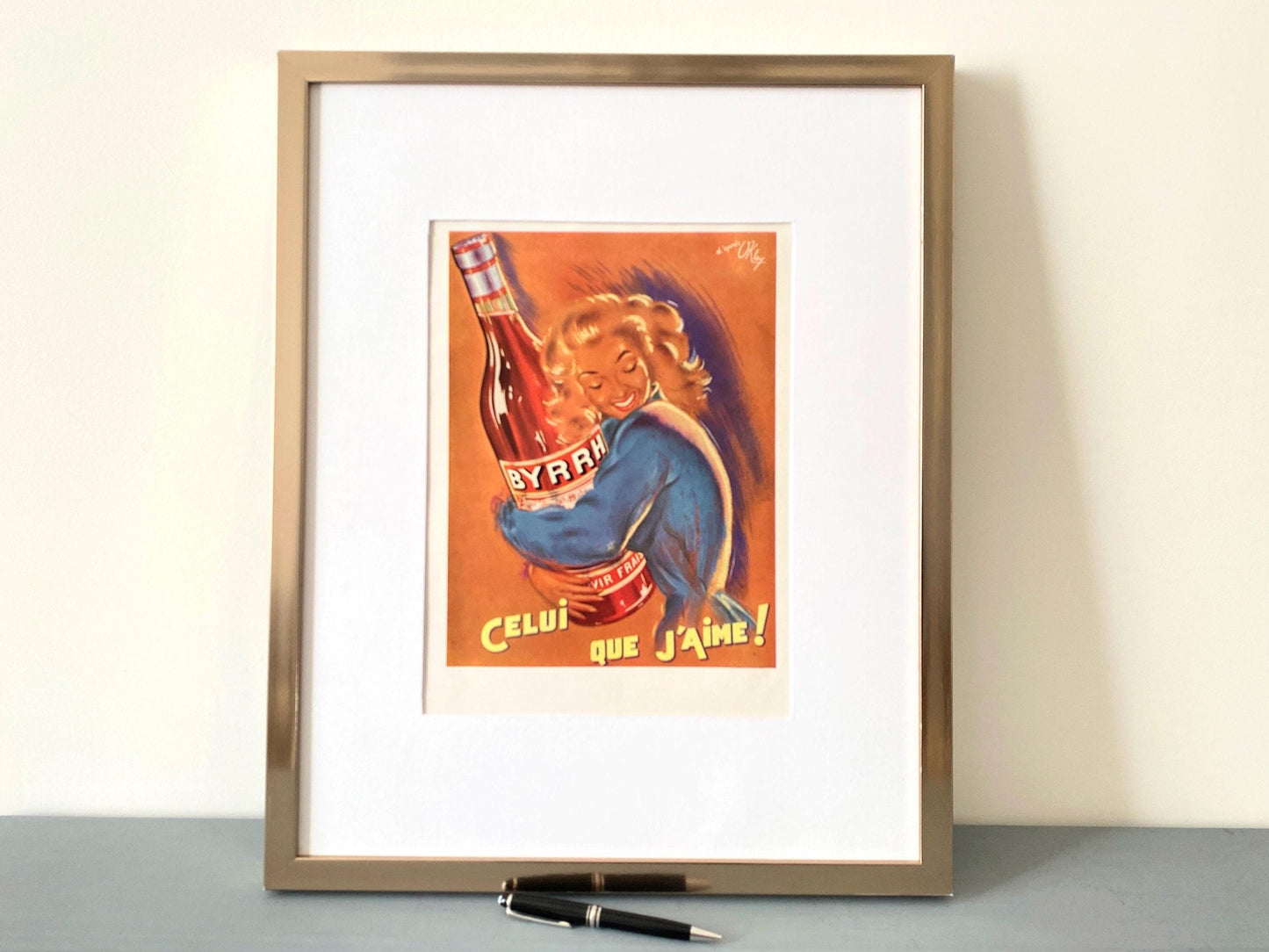 Authentic 1950s Vintage Byrrh Aperitif Ad Print: Retro French Alcohol Poster