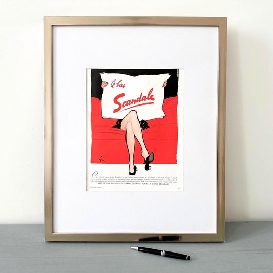 Original 1950s Rene Gruau Fashion Ad Print: Rare Vintage Scandale Poster, Boheme Wall Decor