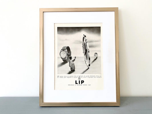 Authentic 1940s Vintage Lip Watch Ad Poster, Original French Surrealism Wall Art Print