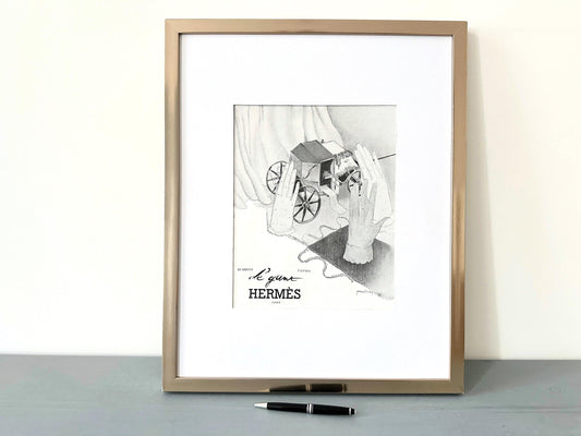 French Authentic 1940s Vintage Hermes Advertisement Print: Paris Fashion Wall Decor Poster