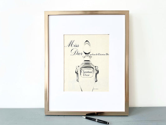 Authentic 1950s Vintage Dior Perfume Bottle Print: Original French Advertisement