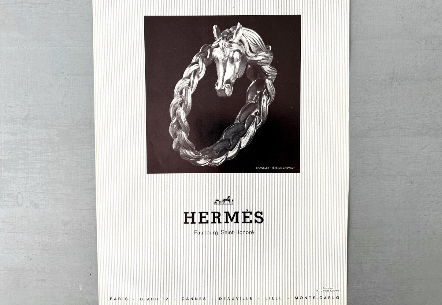 Authentic 1960s Vintage Hermes Ad Print, Original Paris Fashion Wall Poster