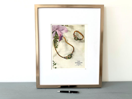 Authentic 1940s Mauboussin Jewellery  Ad Poster, Mid Century Modern Paris Luxury Brand Print