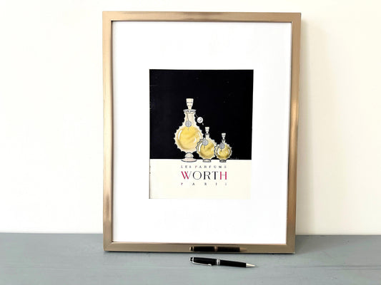 Authentic 1950s French Vintage Perfume Advertisement Poster, Retro Bathroom or Dressing Room Minimalist Wall Art Decor