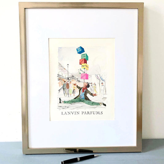 Authentic French 1950s Vintage Lanvin Perfume Advertisement Print from Vogue Magazine