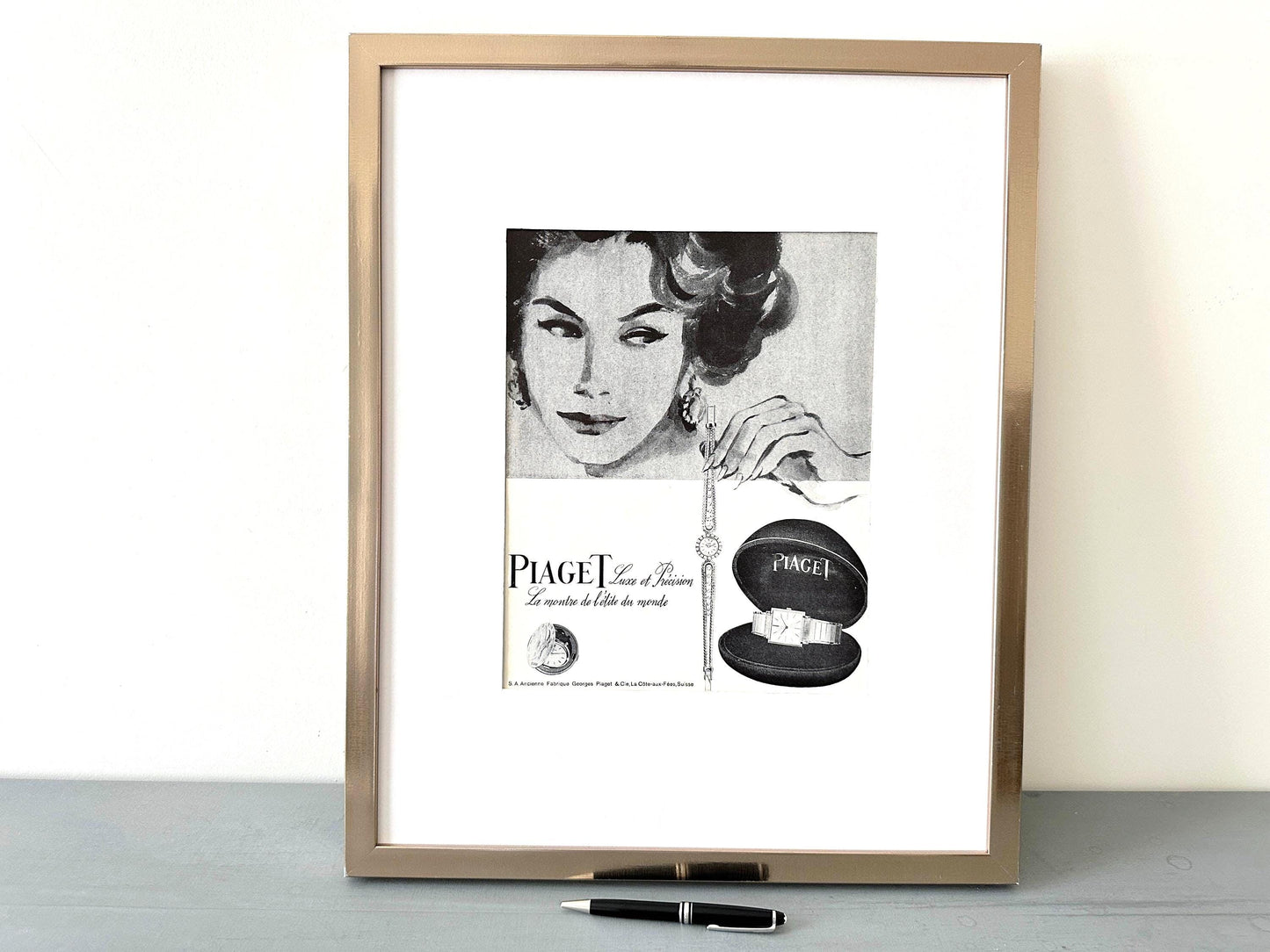 Authentic 1960s Vintage Piaget Watch Ad Poster: Rare Swiss Luxury Brand Print