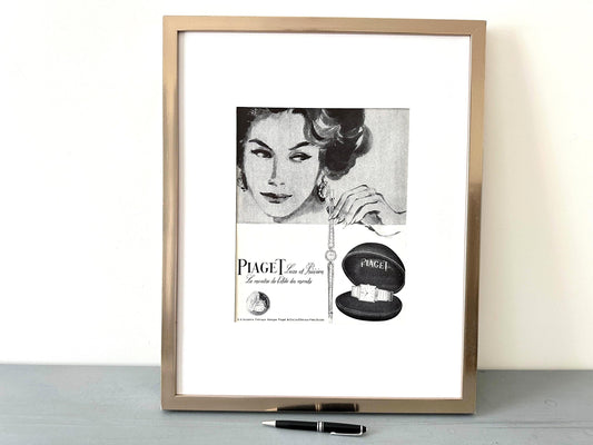 Authentic 1960s Vintage Piaget Watch Ad Poster: Rare Swiss Luxury Brand Print