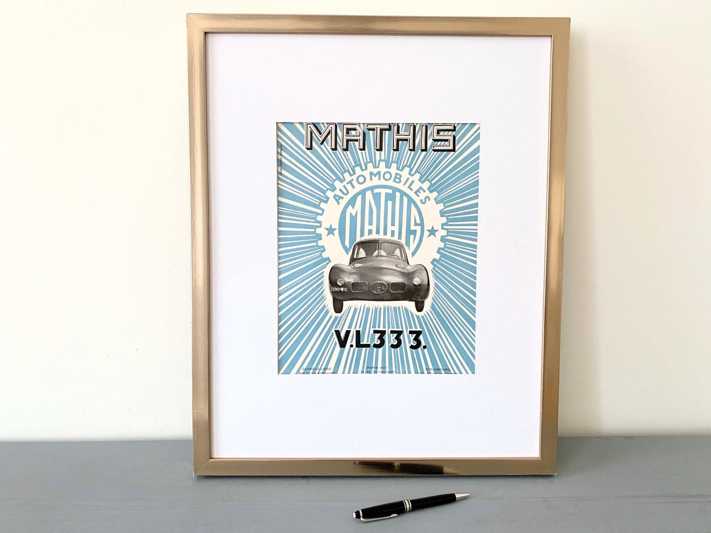 Authentic 1930s Vintage Mathis Car Ad Poster: French Automobile Art Deco Print