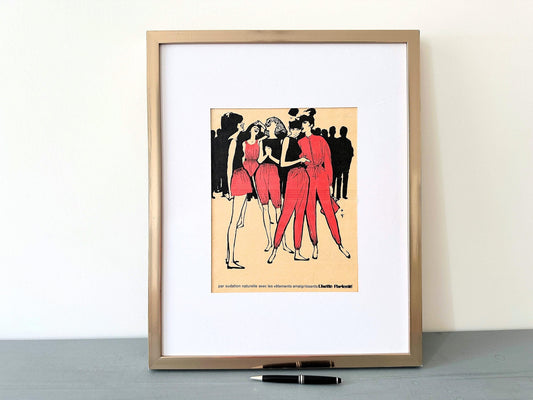 Original 1960s Fashion Ad Poster by Rene Gruau: Rare Vintage Parisian Magazine Print