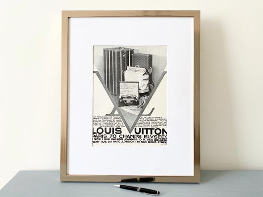 Authentic 1930s Vintage Louis Vuitton Luggage Ad Poster - Rare Original French Designer Brand Print