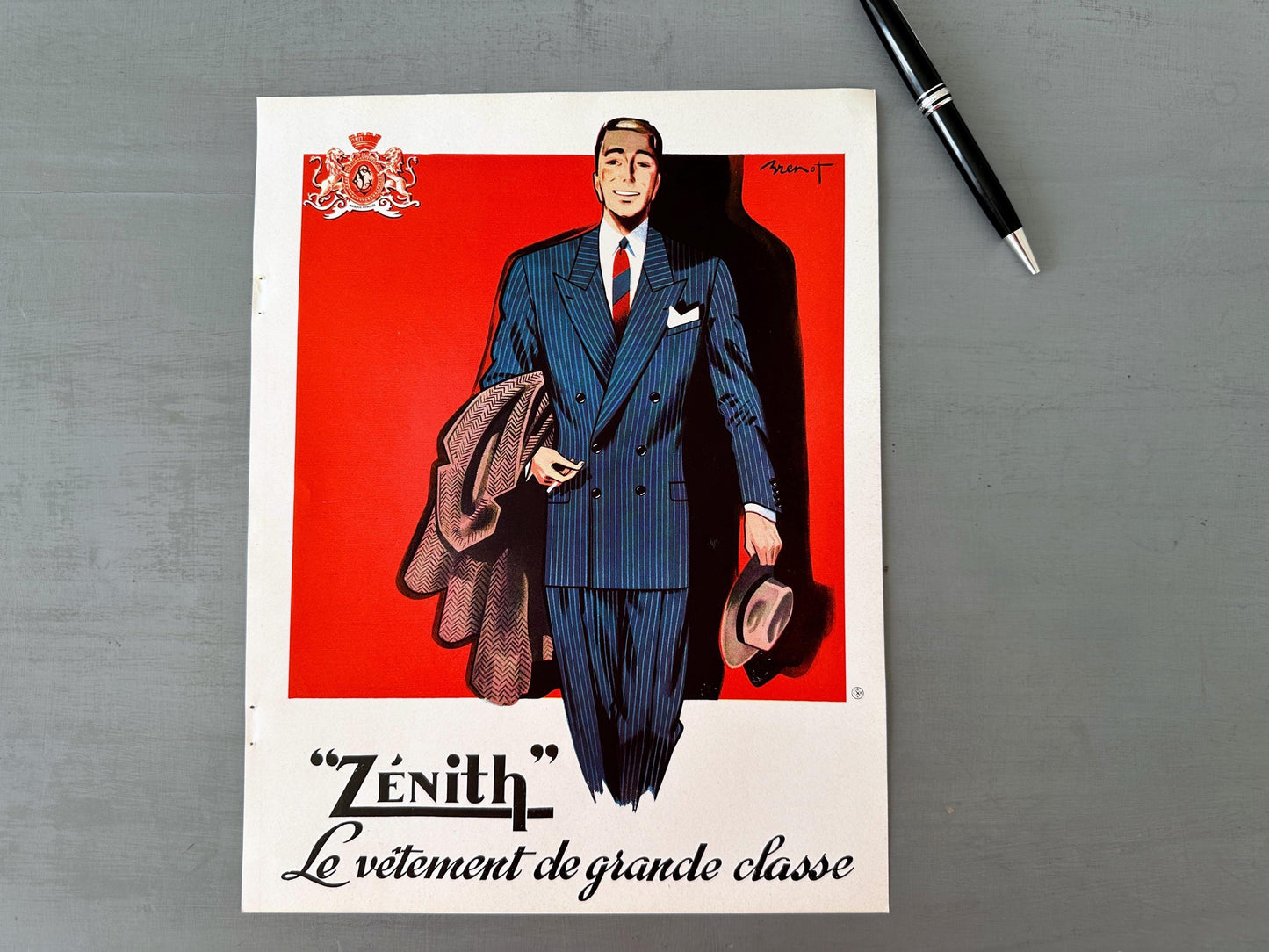 Original Vintage French Man Fashion Advertisement Print - 1950s Mid Century Men Wall Art Poster