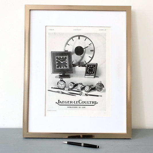 Authentic 1930s Vintage Jaeger Clock Advertisement Print: Mid-Century Modern Wall Art