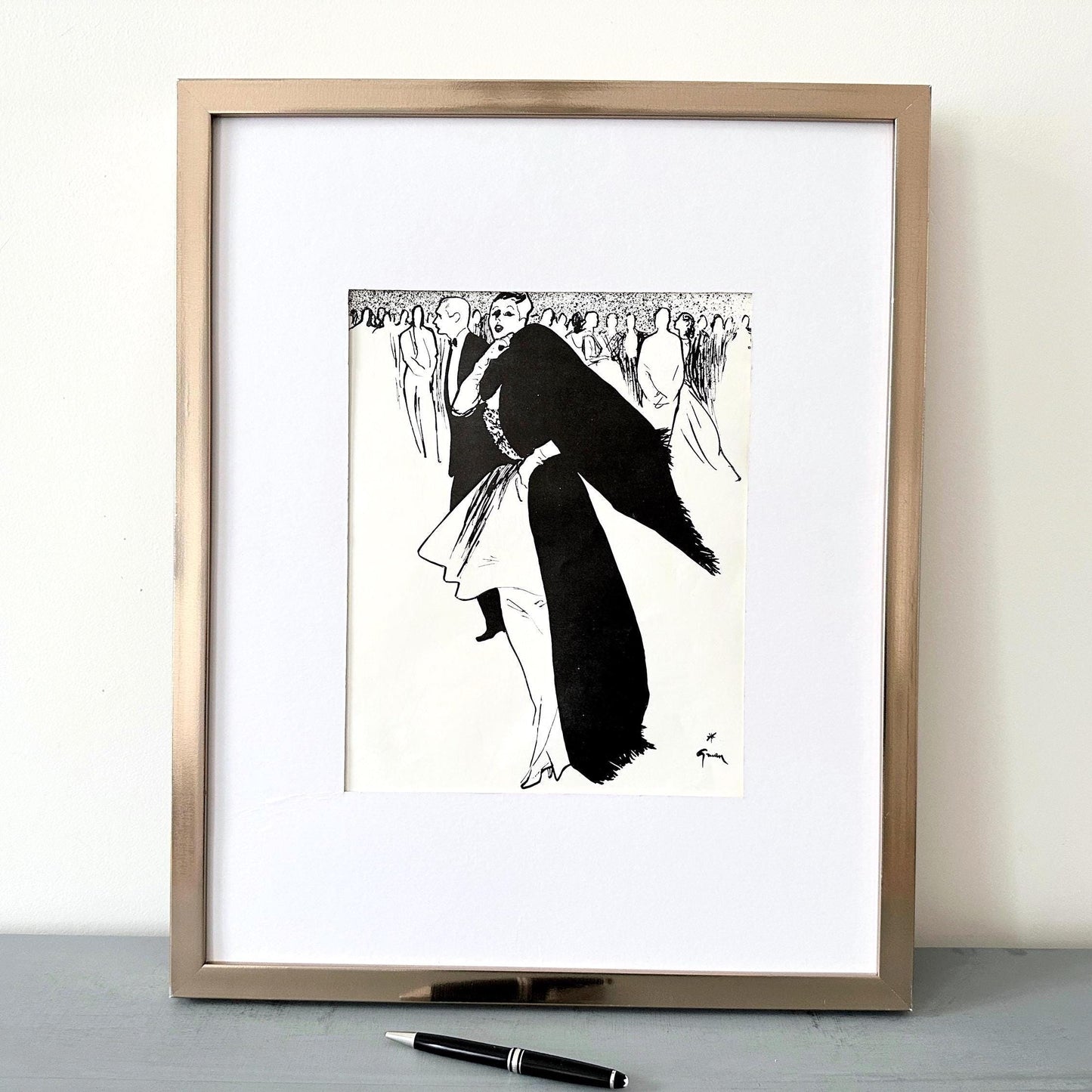 Authentic 1950s Rene Gruau Jacques Fath Fashion Poster: Original Vintage Paris Glam Room Wall Art